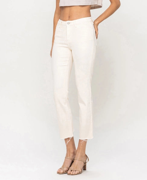 Victoria High Rise Raw Hem Straight Vervet Jean - Luxury