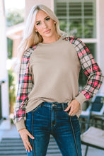 Load image into Gallery viewer, Apricot Plaid Crewneck
