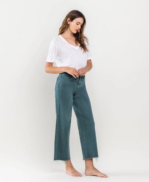 Olivia Balsam High Rise Wide Leg Crop Vervet Jean