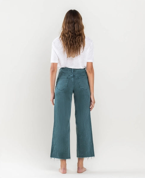 Olivia Balsam High Rise Wide Leg Crop Vervet Jean