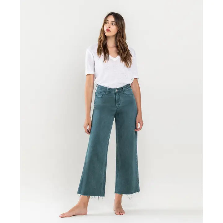 Olivia Balsam High Rise Wide Leg Crop Vervet Jean