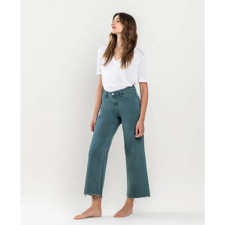 Olivia Balsam High Rise Wide Leg Crop Vervet Jean