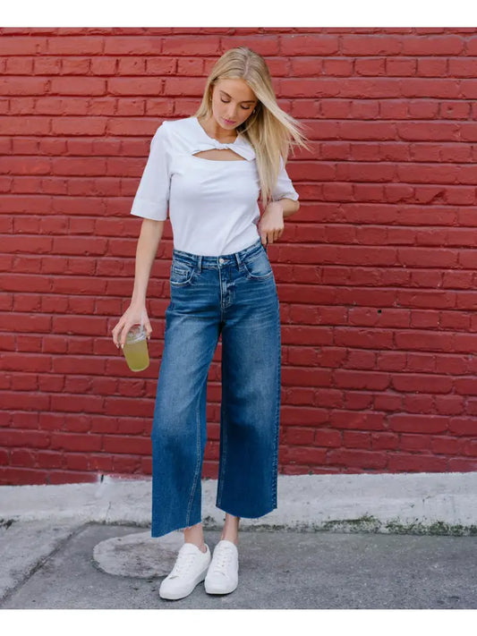 Olivia High Rise Crop Wide Leg Vervet Jean - Upgraded