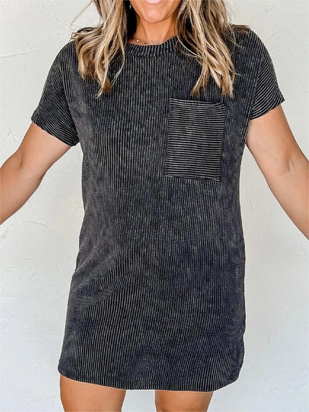 Black Ribbed Tshirt Dress