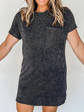 Load image into Gallery viewer, Black Ribbed Tshirt Dress
