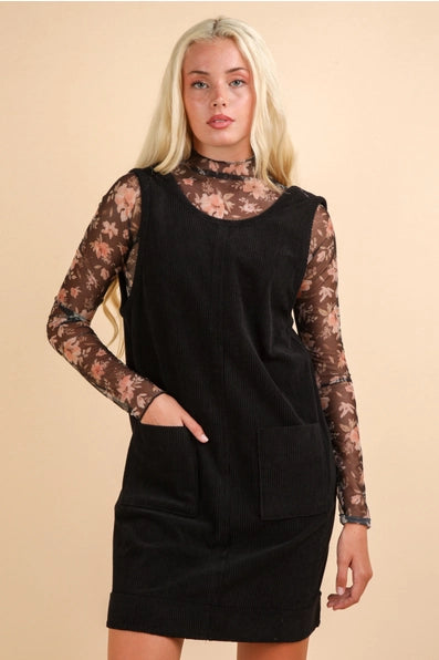 Black Corduroy Mini Dress