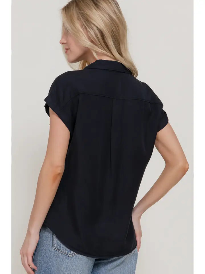 Black Dolman Button Shirt