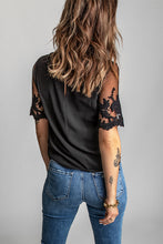 Load image into Gallery viewer, Black Floral Lace Sleeve Top
