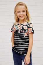 Load image into Gallery viewer, Girls Floral Striped Tee
