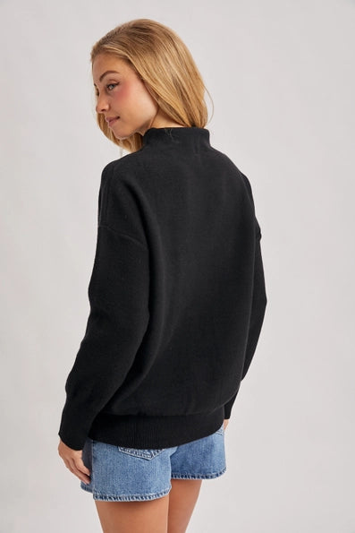 Black Funnel Neck Sweater