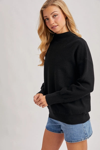 Black Funnel Neck Sweater