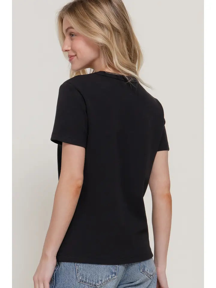 Black Jersey Knit Top