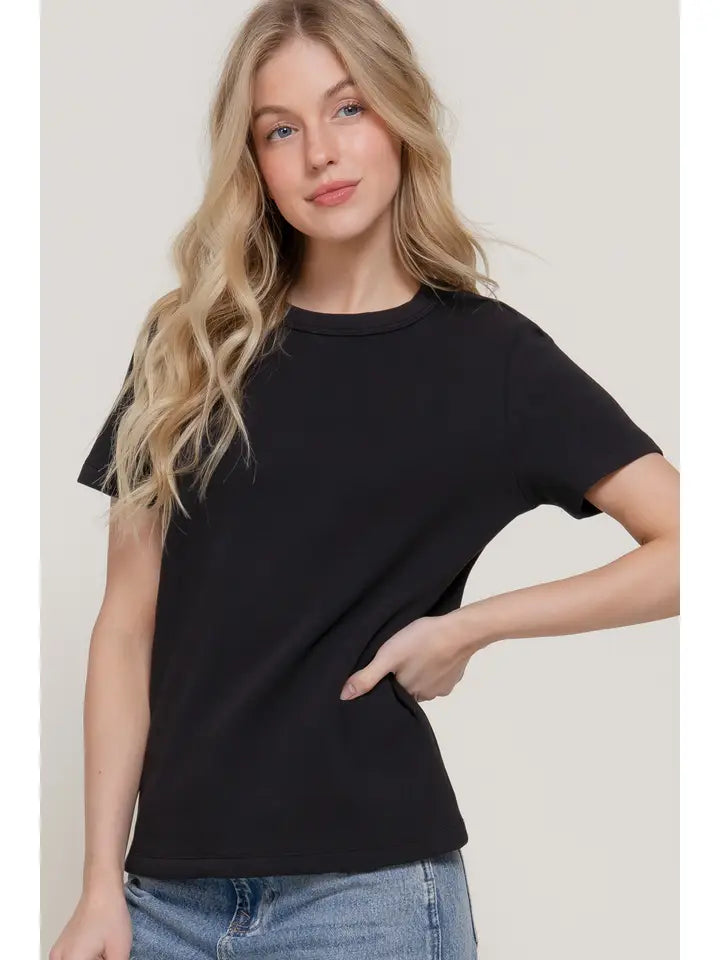 Black Jersey Knit Top