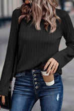 Load image into Gallery viewer, Black Ribbed Knit Long Sleeve
