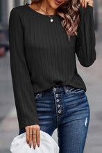 Load image into Gallery viewer, Black Ribbed Knit Long Sleeve
