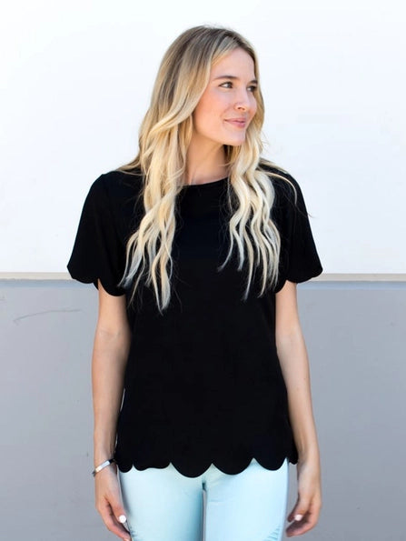 Black Scallop Edge Top