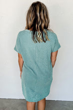 Load image into Gallery viewer, Blue Ribbed Tshirt Dress
