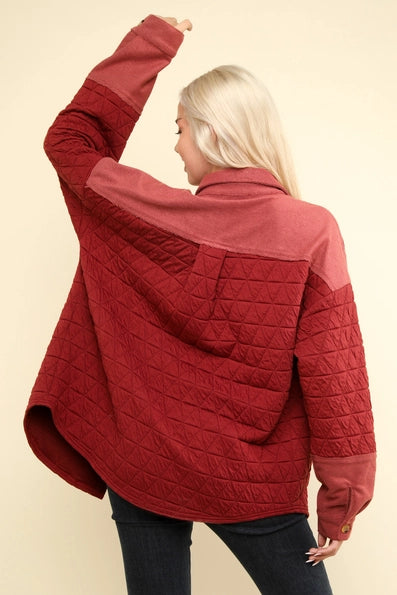 Brick Cozy Quilted Shacket