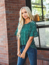 Load image into Gallery viewer, Brooklyn Patterned Flare Sleeve Top - Green
