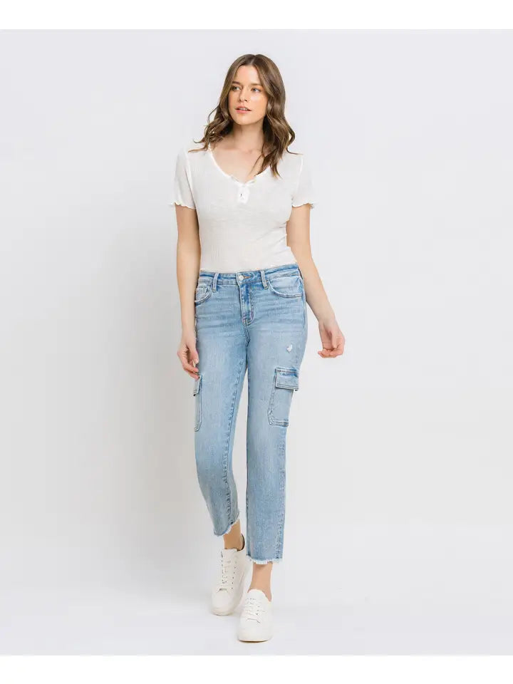 Josie Mid Rise Cargo Vervet Jeans