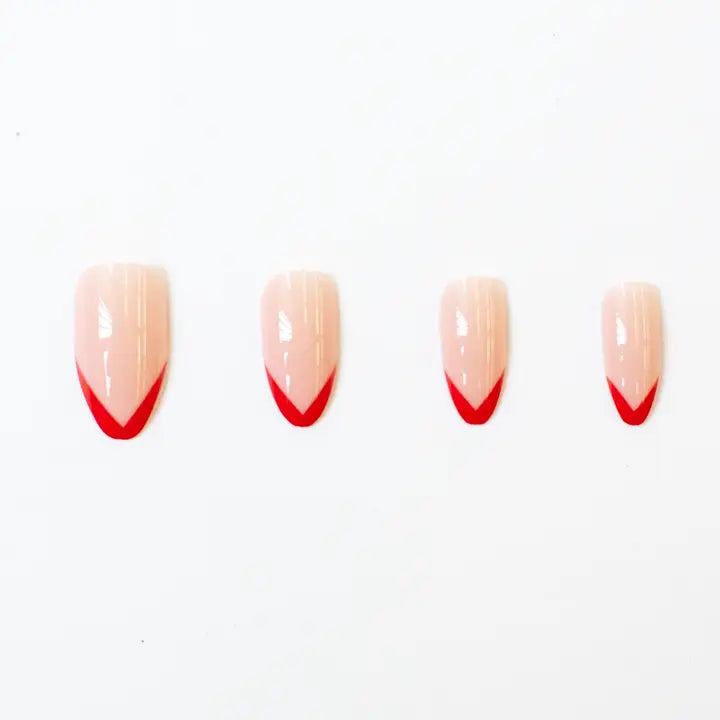 Cherry Red French Tip Press On Nails