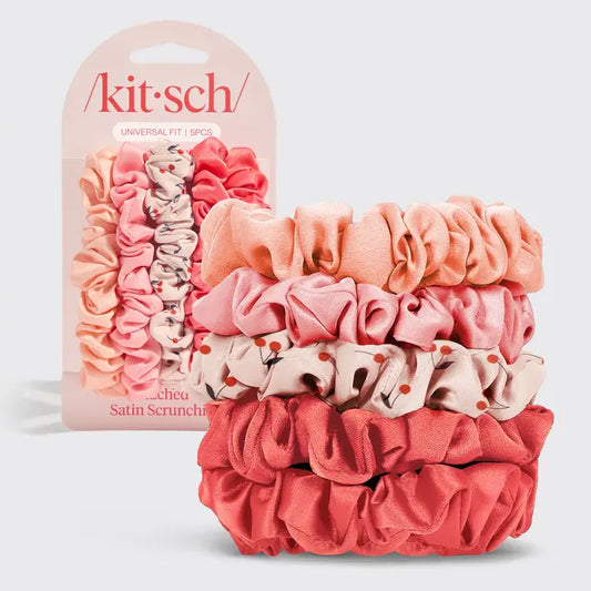 Cherry Blossom Satin Scrunchies - 5pc