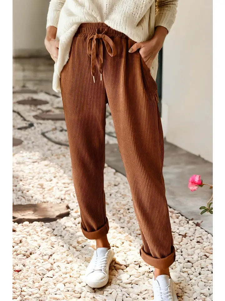 Chestnut Corduroy Casual Pants