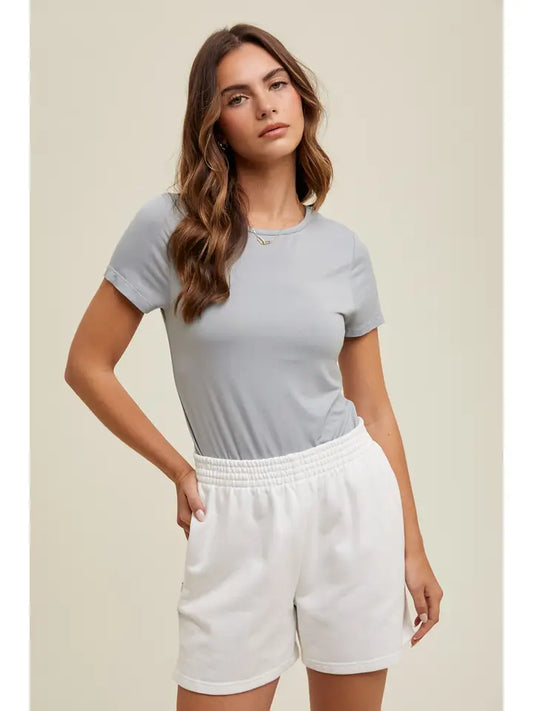 Ally Basic Knit Tee - Cloud