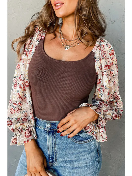 Mocha Floral Bodysuit