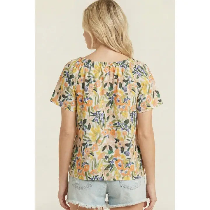 Coral Flutter Sleeve Top
