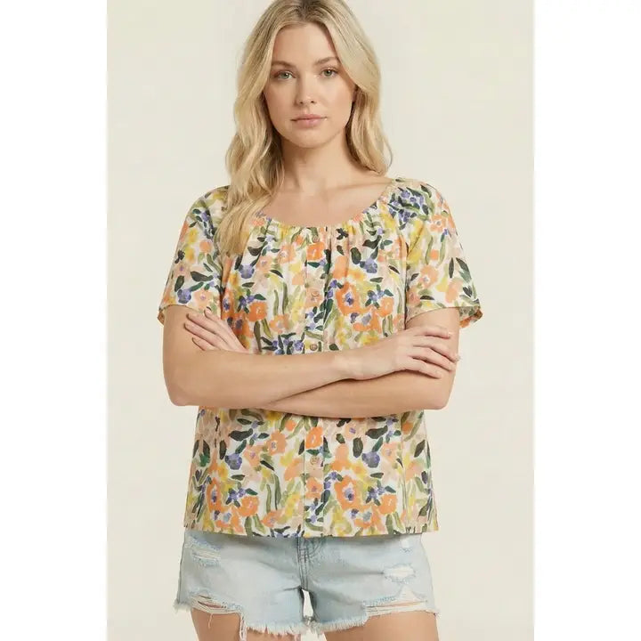 Coral Flutter Sleeve Top
