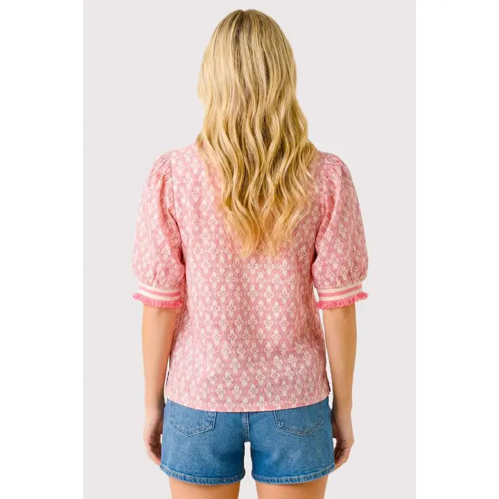 Dark Coral Printed Top