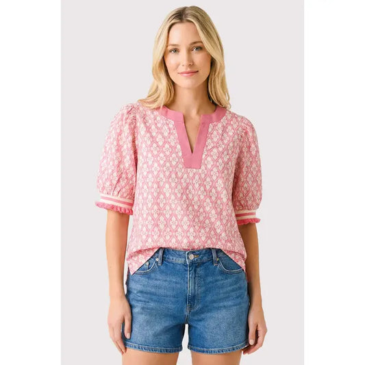 Dark Coral Printed Top