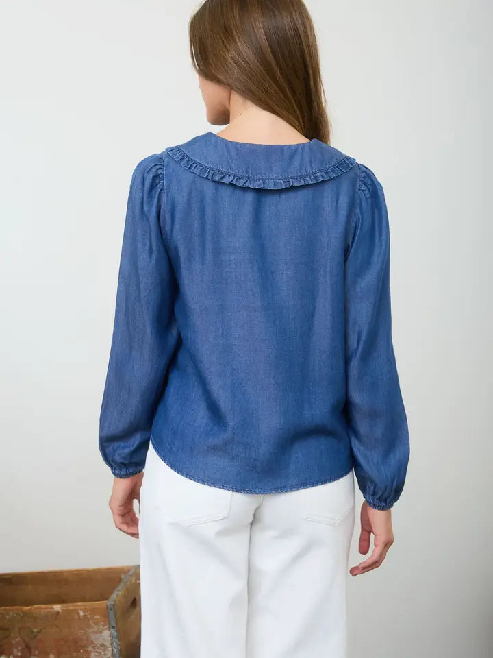 Denim Collared Detail Top