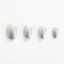 Load image into Gallery viewer, Sparkling Silver Diamond Press On Nails
