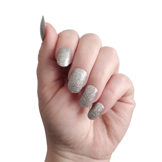 Sparkling Silver Diamond Press On Nails