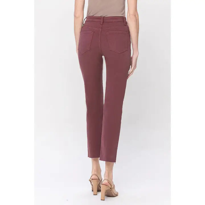 Jeanne Elegantly High Rise Slim Straight Vervet Jean