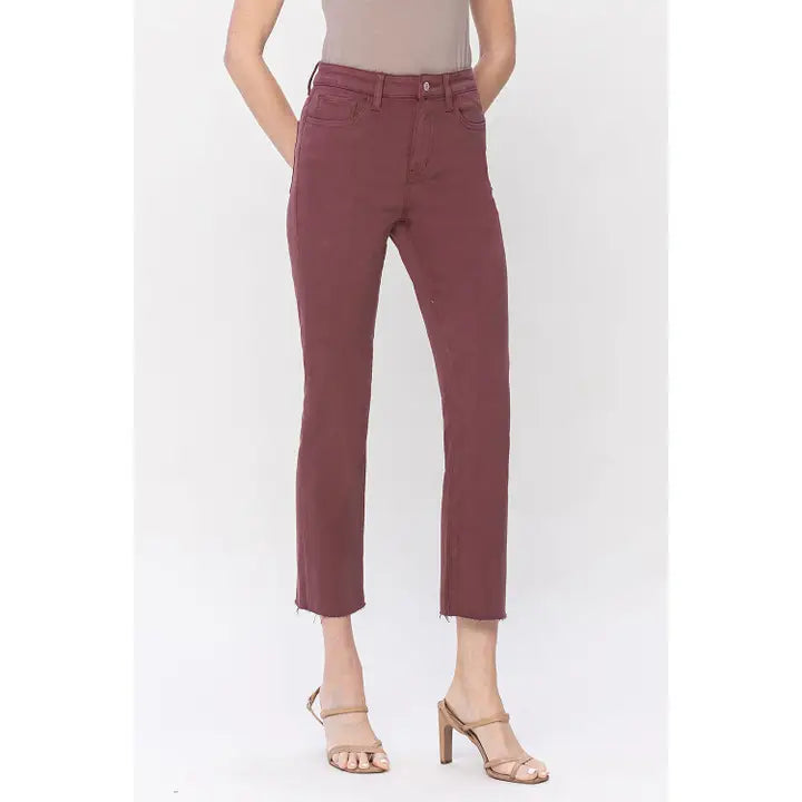 Jeanne Elegantly High Rise Slim Straight Vervet Jean