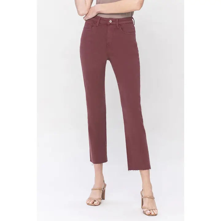 Jeanne Elegantly High Rise Slim Straight Vervet Jean