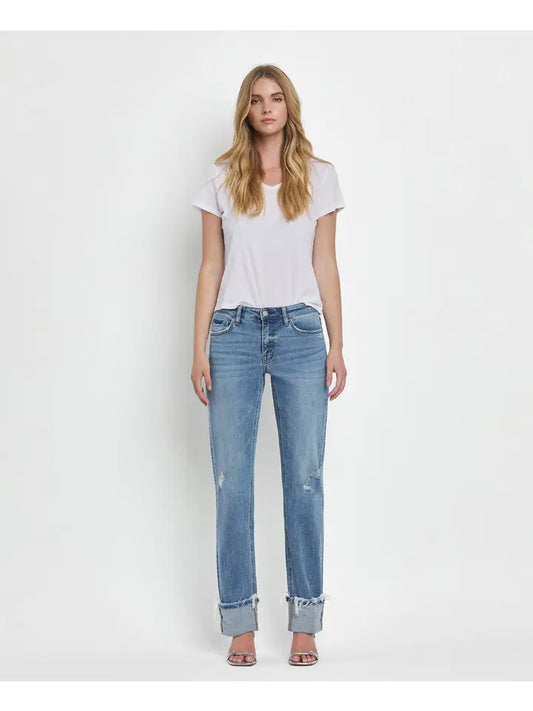 Margo Mid Rise Cuffed Straight Vervet Jean