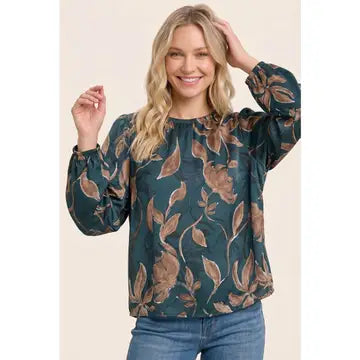 Forest Green Floral Top