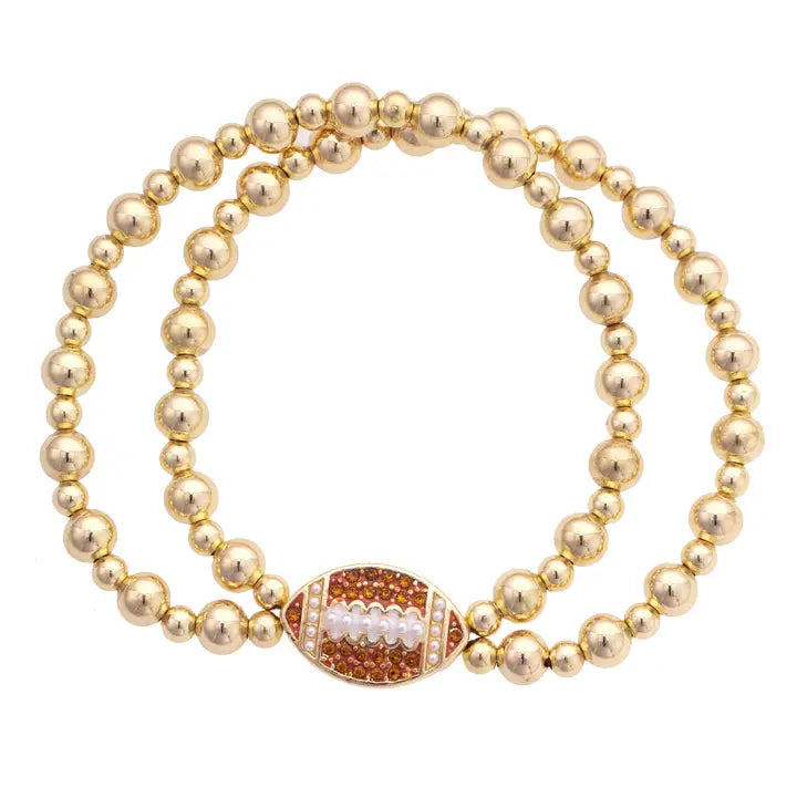 Game Day Football Gold Bracelet