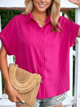 Load image into Gallery viewer, Fuchsia Rolled Sleeve Button Down Shirt
