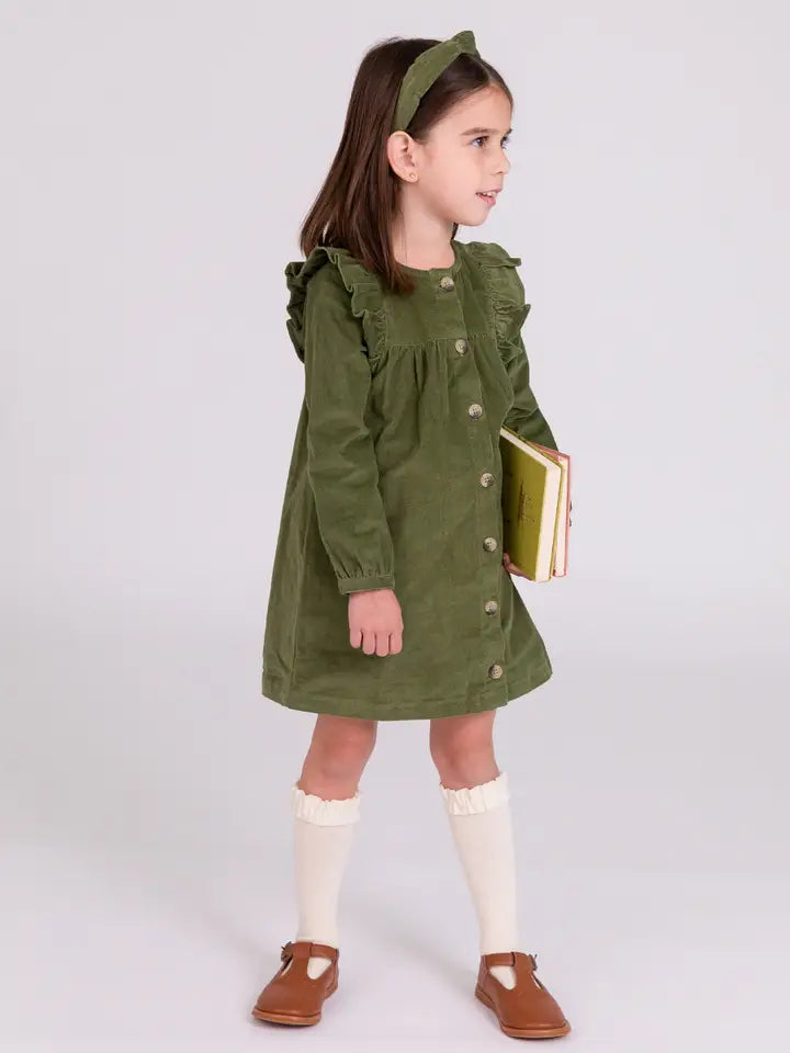 olive green corduroy dress Girls Dusty – Blue Willow Boutique LLC Color:Java Heather C224 atf-kg-03.19.26 Non-Iron Cotton Stripe Dress chic dress that has