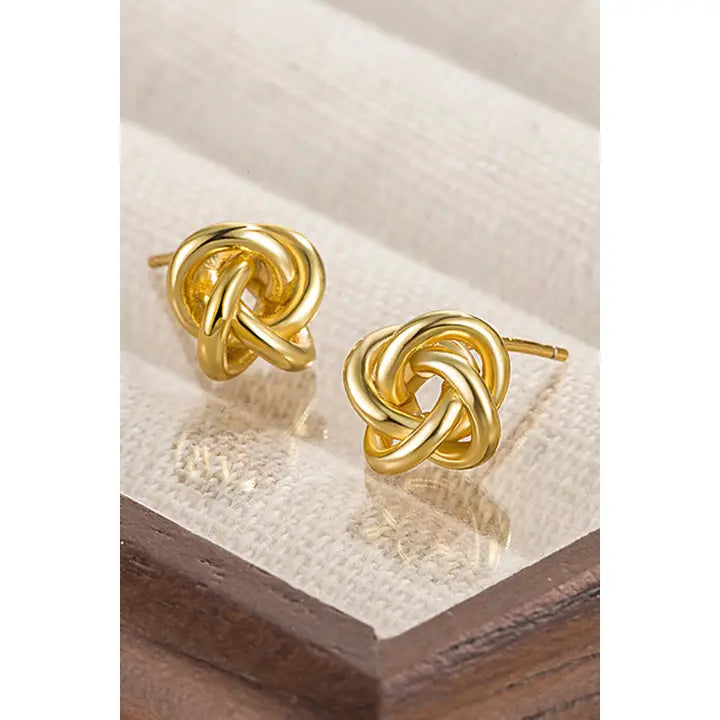 Gold Minimalist Knotted Stud Earrings