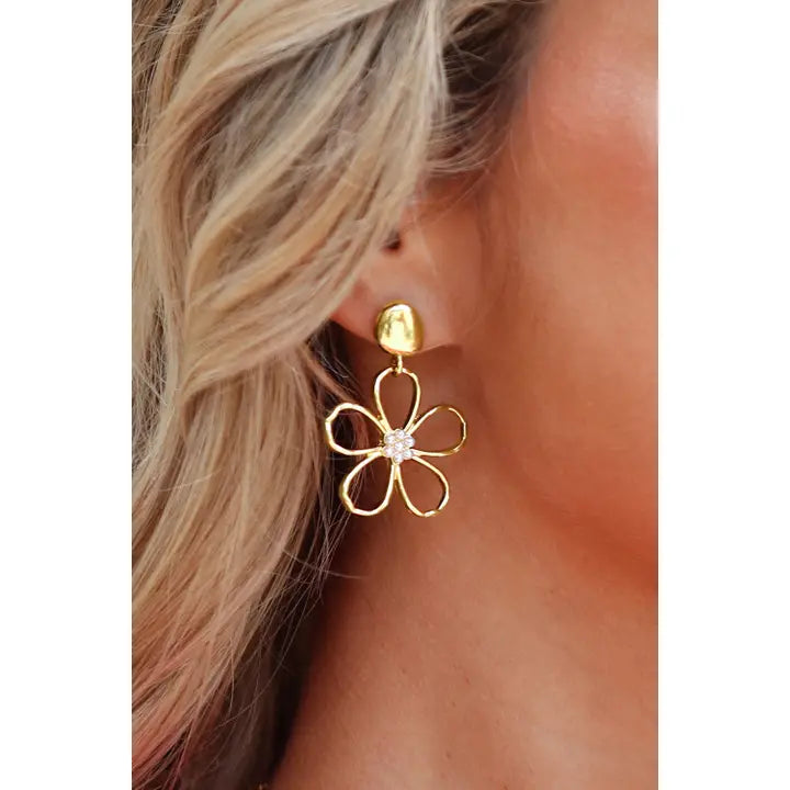 Gold Vintage Flower Earrings