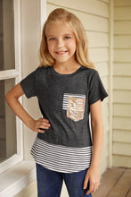 Load image into Gallery viewer, Girls Gray Striped Sequin Top
