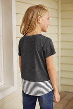Load image into Gallery viewer, Girls Gray Striped Sequin Top
