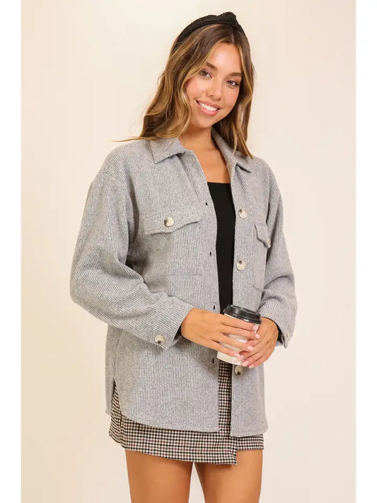 Mallory Brushed Waffle Shacket