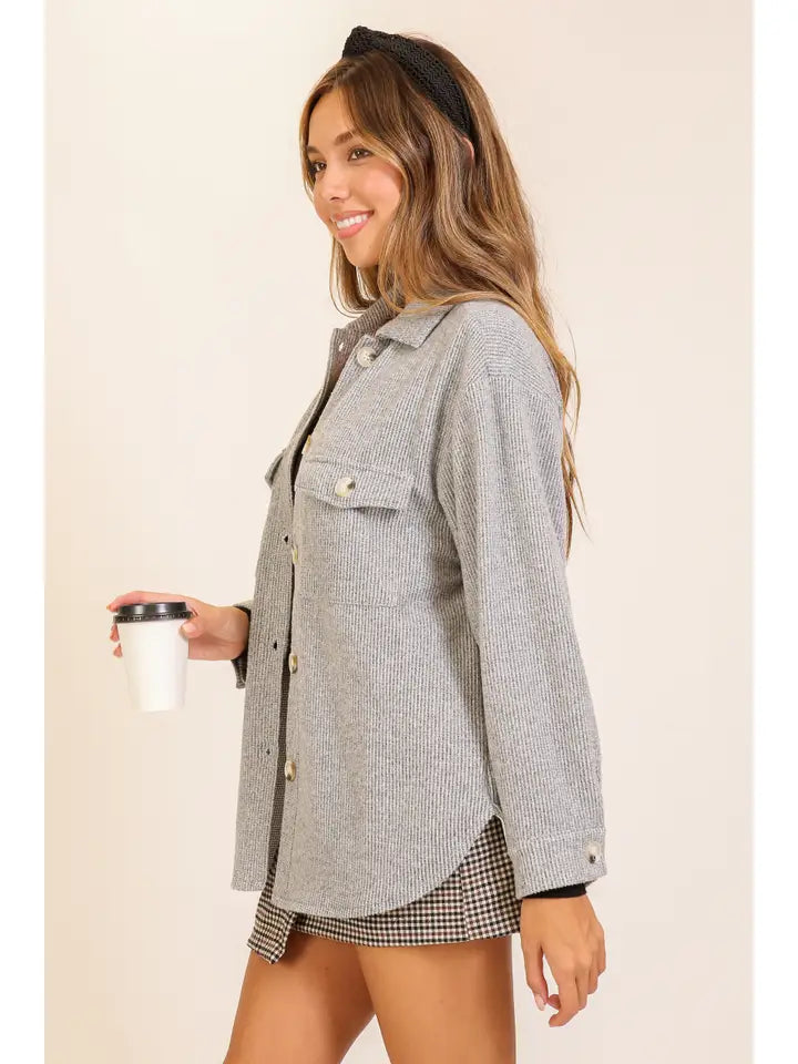 Mallory Brushed Waffle Shacket